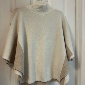 Cream Turtleneck Poncho Sweater - Women's Cozy Layer